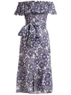Matchesfashion.com Lisa Marie Fernandez - Mira Floral Print Cotton Dress - Womens - Navy Multi