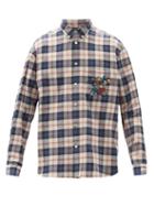 Matchesfashion.com Gucci - X Disney Donald Duck Checked Flannel Shirt - Mens - Blue White