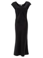 Totme - Scoop-neck Satin Midi Dress - Womens - Black