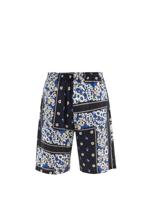 Matchesfashion.com Noma T.d. - Summer Elasticated Draw Your Garden-print Shorts - Mens - Black