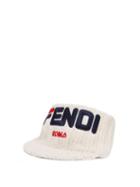 Matchesfashion.com Fendi - Mania Logo Embroidered Knitted Headband Cap - Womens - White