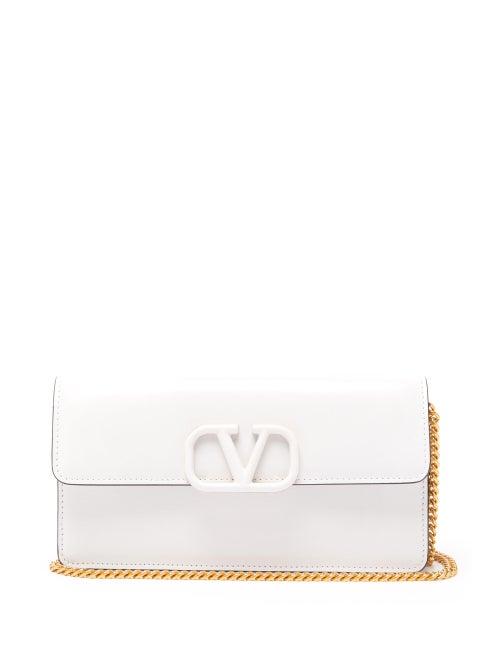 Matchesfashion.com Valentino - V Sling Small Chain Strap Leather Clutch - Womens - White