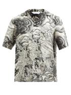 Mens Rtw Nipoaloha - Cuban-collar Dragon-print Silk Shirt - Mens - Black Multi