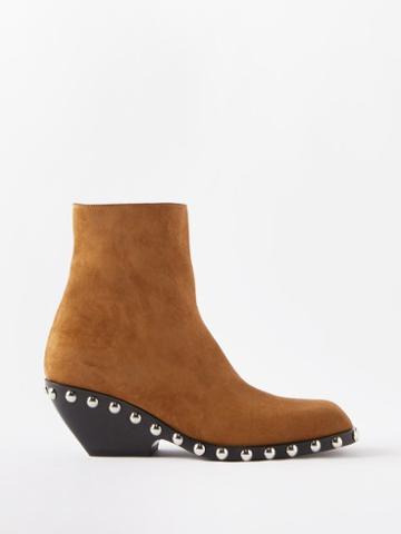 Khaite - Hooper Studded Suede Ankle Boots - Womens - Tan