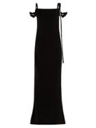 Matchesfashion.com Loewe - Leather Trimmed Panelled Crepe Dress - Womens - Black