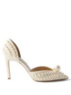 Jimmy Choo - Sabine 85 Faux-pearl Embellished Satin Pumps - Womens - White