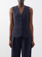 Tibi - Technical-blend Twill Waistcoat - Womens - Navy