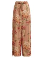 Zimmermann Corsair Tie Floral-print Cotton Trousers