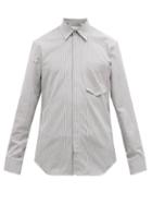 Matchesfashion.com Maison Margiela - Chest Pocket Striped Cotton Poplin Shirt - Mens - Dark Grey