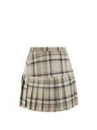 Ladies Rtw Vivienne Westwood - Pleated Tartan Wool-twill Mini Skirt - Womens - Beige Multi