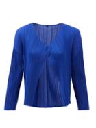 Matchesfashion.com Pleats Please Issey Miyake - Technical-pleated Cardigan - Womens - Blue