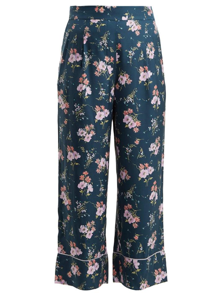 Rebecca Taylor Emilia Floral-print Silk-blend Trousers