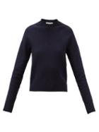Jil Sander - Round-neck Wool Sweater - Womens - Dark Navy