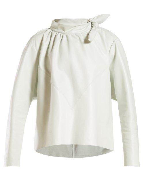 Matchesfashion.com Isabel Marant - Chay Tie Neck Leather Top - Womens - White