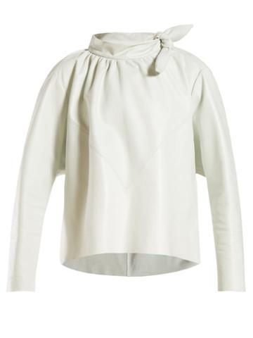 Matchesfashion.com Isabel Marant - Chay Tie Neck Leather Top - Womens - White