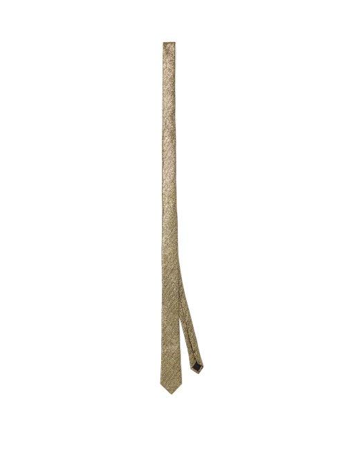 Matchesfashion.com Saint Laurent - Skinny Lam Jacquard Tie - Womens - Gold