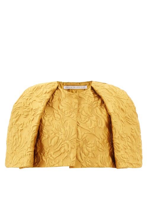 Emilia Wickstead - Viola Floral-cloqu Cropped Cape - Womens - Gold