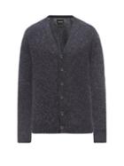 Howlin' - V-neck Brushed Virgin Wool Cardigan - Mens - Dark Grey