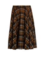 Maison Margiela Pleated Tartan Wool Skirt