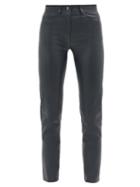 Matchesfashion.com Joseph - Teddy Leather Straight-leg Trousers - Womens - Dark Grey