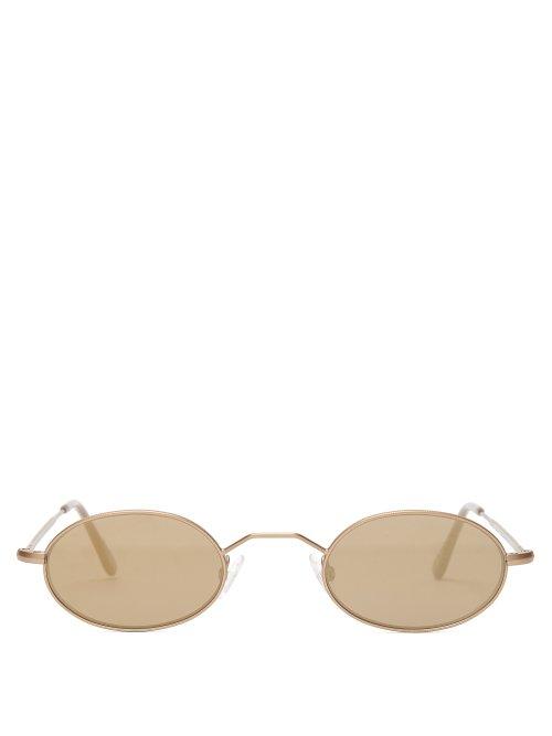 Matchesfashion.com Andy Wolf - Armstrong Oval Frame Sunglasses - Womens - Gold