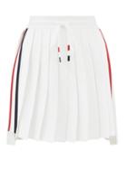Thom Browne - Tricolour-intarsia Pleated-jersey Mini Skirt - Womens - White