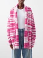 The Elder Statesman - Striped Cashmere Cardigan - Womens - Pink White