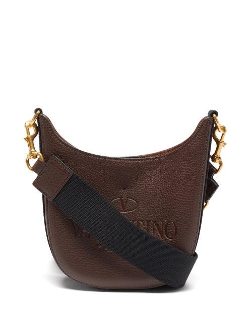 Matchesfashion.com Valentino Garavani - Hobo Small Logo-debossed Leather Shoulder Bag - Mens - Dark Brown