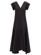 Matchesfashion.com Jil Sander - Handkerchief-hem Twill Midi Dress - Womens - Black