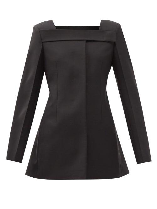 Matchesfashion.com Givenchy - Square-neck Wool Grain-de-poudre Jacket - Womens - Black