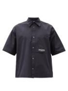 Matchesfashion.com Wooyoungmi - Logo-print Cotton-poplin Short-sleeved Shirt - Mens - Navy
