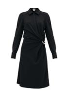 Matchesfashion.com Bottega Veneta - Point-collar Gathered Jersey Shirt Dress - Womens - Black