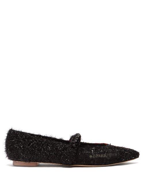 Matchesfashion.com Simone Rocha - Bead Embellished Tartan Flats - Womens - Black Red
