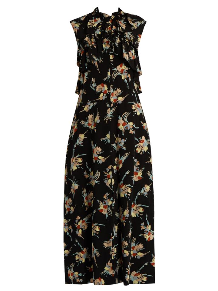 Marni Rustle-print Ruffle-trimmed Silk Dress
