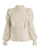 Matchesfashion.com Rebecca Taylor - Star Print Silk Blend Blouse - Womens - Cream Multi