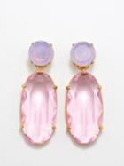 Roxanne Assoulin - Such A Jewel Crystal & Gold-plated Clip Earrings - Womens - Purple Pink
