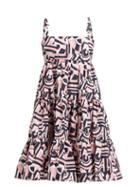 Matchesfashion.com La Doublej - Bouncy Abstract Print Cotton Blend Mini Dress - Womens - Black Pink