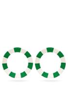Matchesfashion.com Maryjane Claverol - Celene Striped Hoop Earrings - Womens - Green