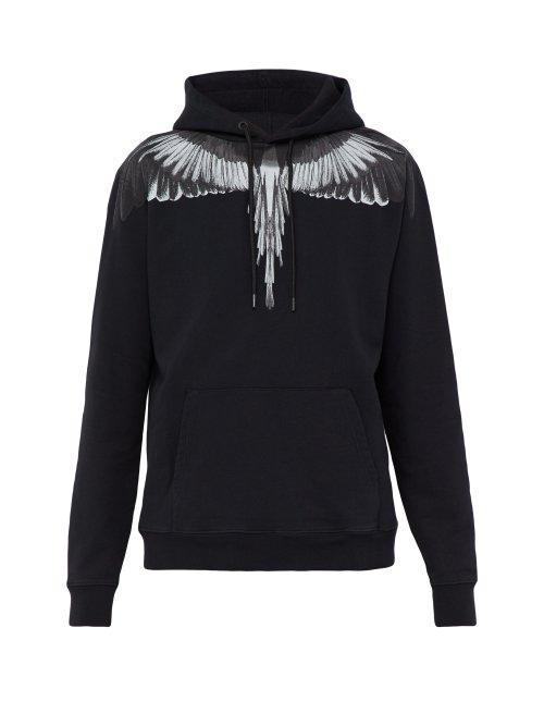 Matchesfashion.com Marcelo Burlon - Wing Print Cotton Sweatshirt - Mens - Black Silver