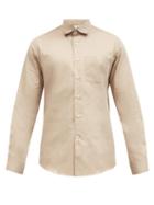 Matchesfashion.com Caruso - Patch-pocket Cotton-gabardine Shirt - Mens - Light Brown
