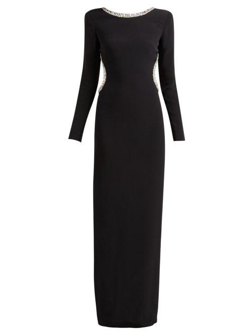 Matchesfashion.com Alessandra Rich - Crystal Embellished Cut Out Stretch Crepe Gown - Womens - Black