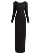 Matchesfashion.com Alessandra Rich - Crystal Embellished Cut Out Stretch Crepe Gown - Womens - Black