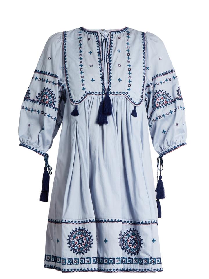 Talitha Tie-front Embroidered-cotton Dress