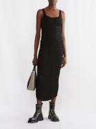 Balmain - Textured Rib-knit Midi Dress - Womens - Black