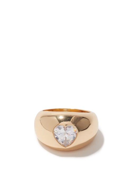 Ladies Jewellery Timeless Pearly - Crystal-heart 24kt Gold-plated Ring - Womens - Gold