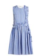 Msgm Sleeveless Ruffle-trimmed Cotton-gingham Dress