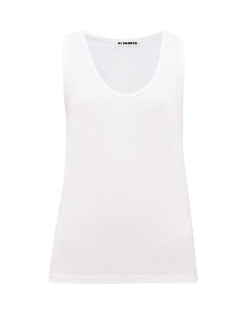 Matchesfashion.com Jil Sander - Scoop Neck Cotton-blend Tank Top - Womens - White