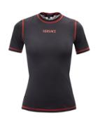Versace - Logo-print Mesh-jersey T-shirt - Womens - Black Red
