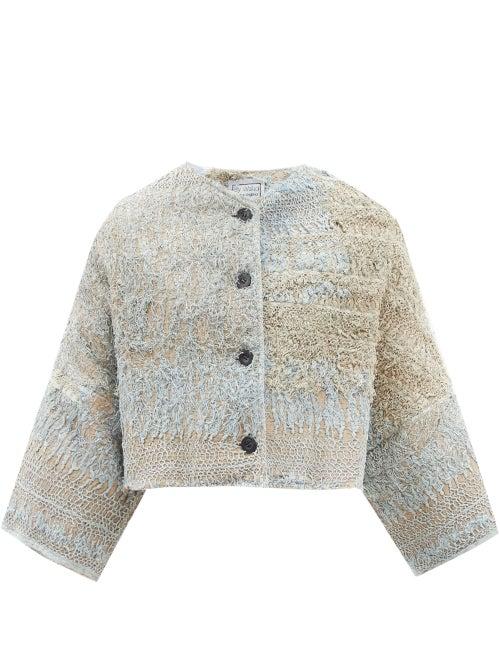 By Walid - Bella Cropped 19th-century Fringe-shawl Jacket - Womens - Light
