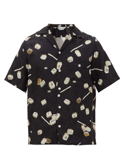 Matchesfashion.com Nipoaloha - Aloha Mahjong-print Silk-jacquard Shirt - Mens - Black Multi